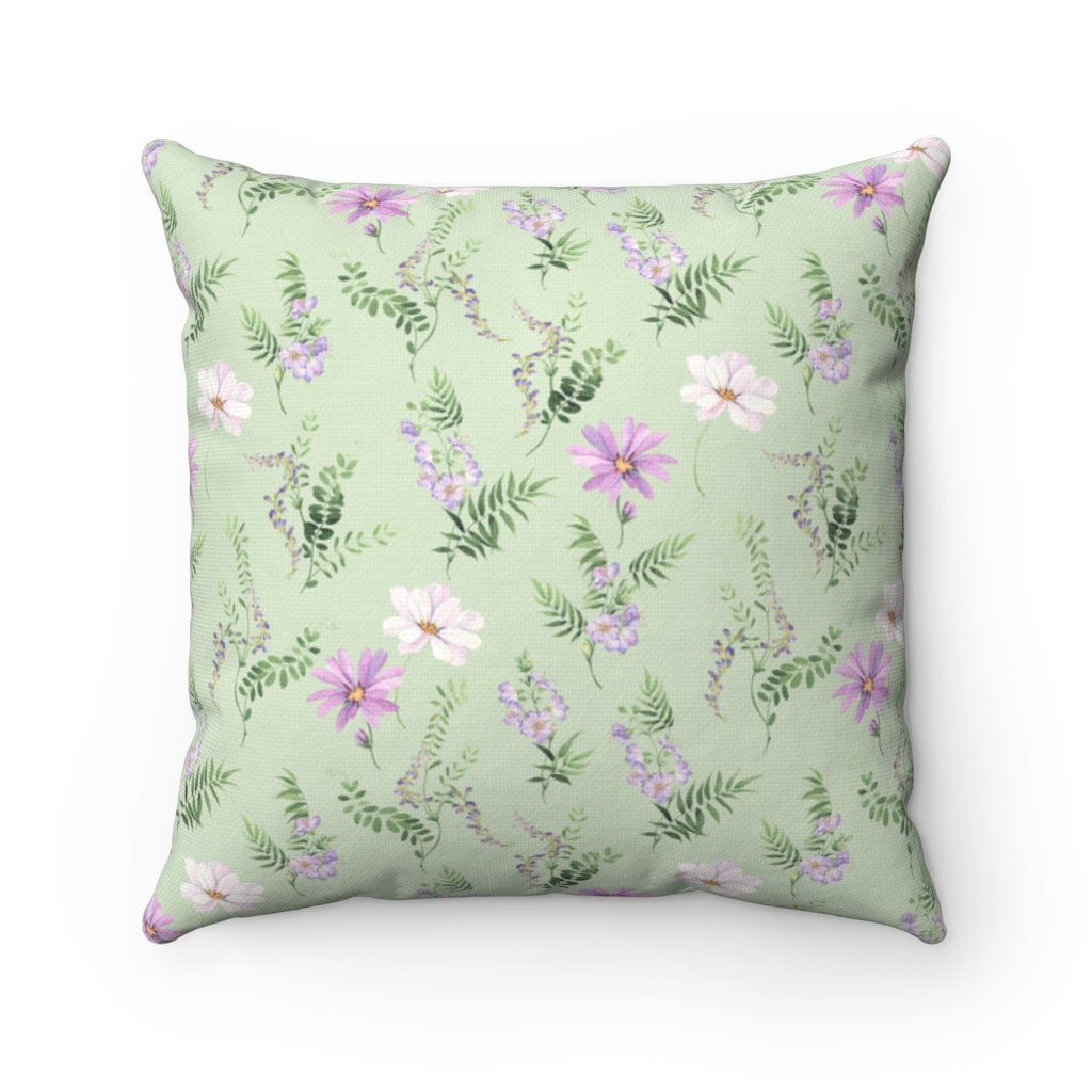 Wild Flowers Throw Pillow - Puffin Lime