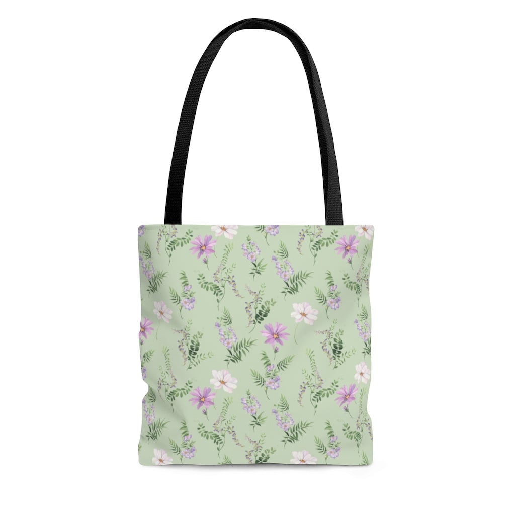 Wild Flowers Tote Bag - Puffin Lime