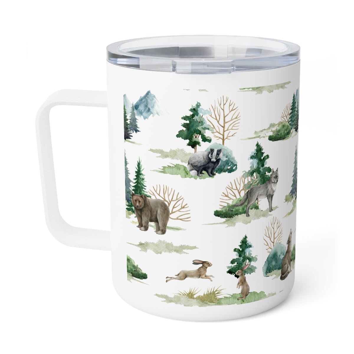 Wild Forest Animals Insulated Coffee Mug - Puffin Lime