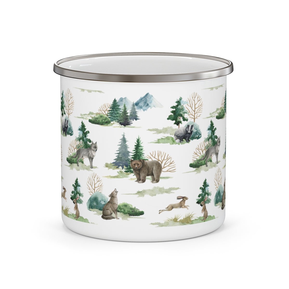 Wild Forest Animals Stainless Steel Camping Mug - Puffin Lime