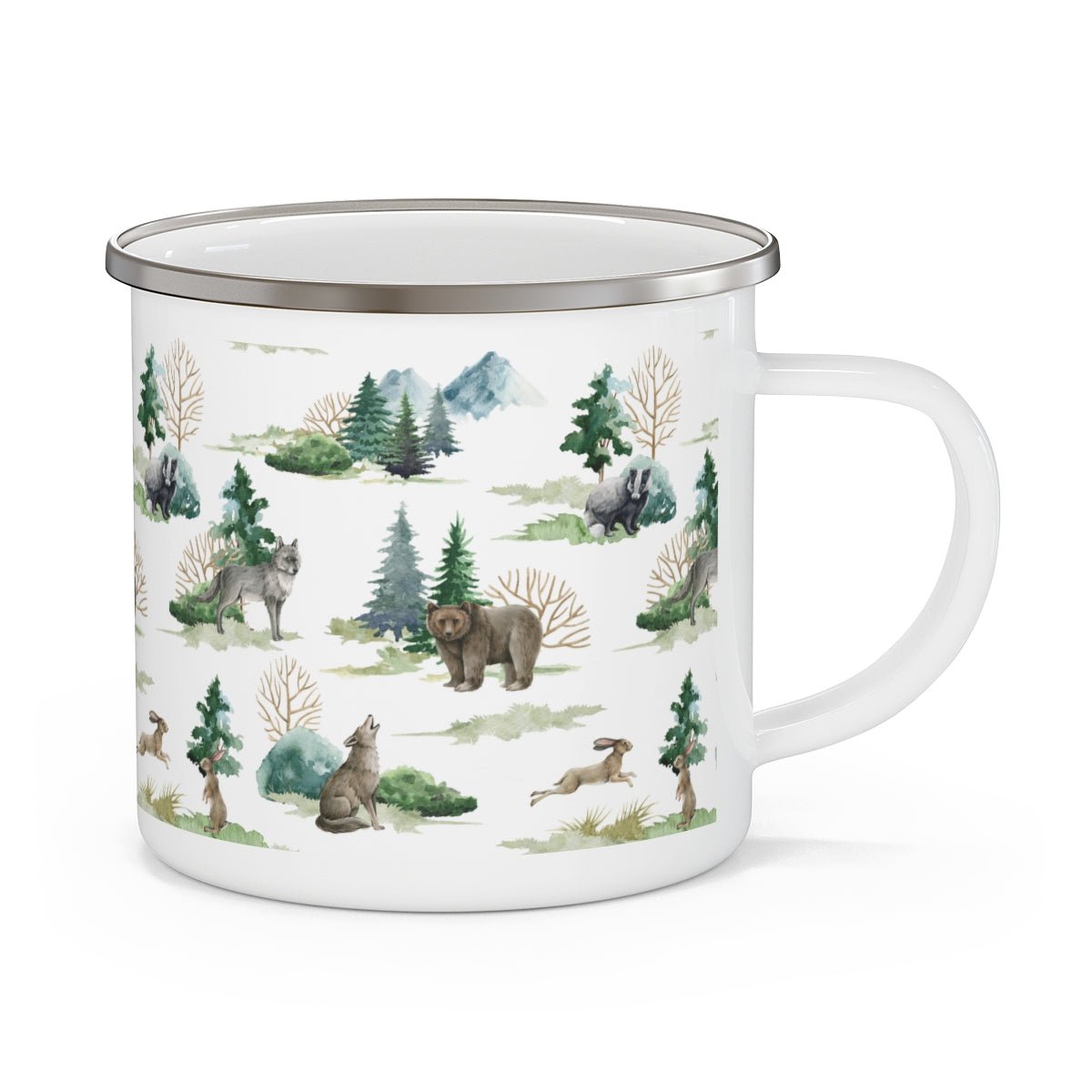 Wild Forest Animals Stainless Steel Camping Mug - Puffin Lime