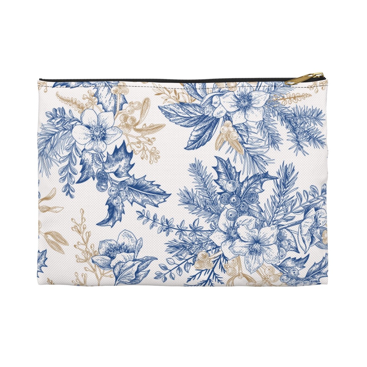 Winter Hellebore Flowers Accessory Pouch - Puffin Lime