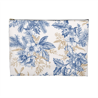 Winter Hellebore Flowers Accessory Pouch - Puffin Lime
