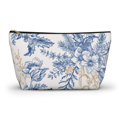 Winter Hellebore Flowers Accessory Pouch w T-bottom - Puffin Lime