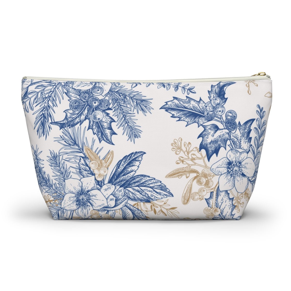 Winter Hellebore Flowers Accessory Pouch w T-bottom - Puffin Lime