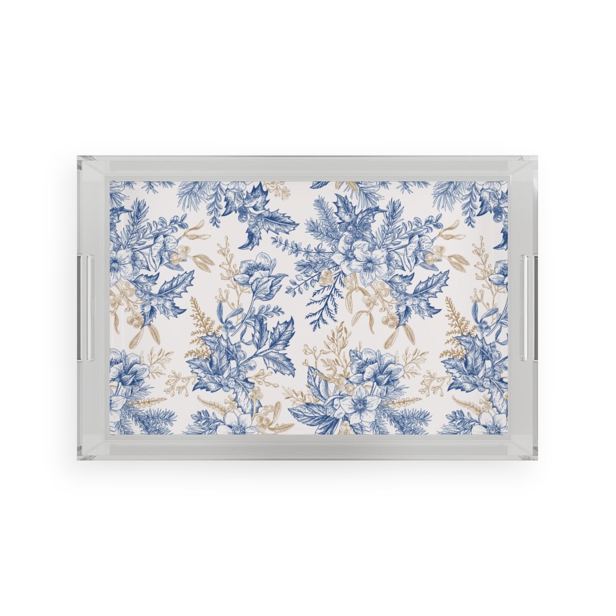 Winter Hellebore Flowers Acrylic Serving Tray - Puffin Lime