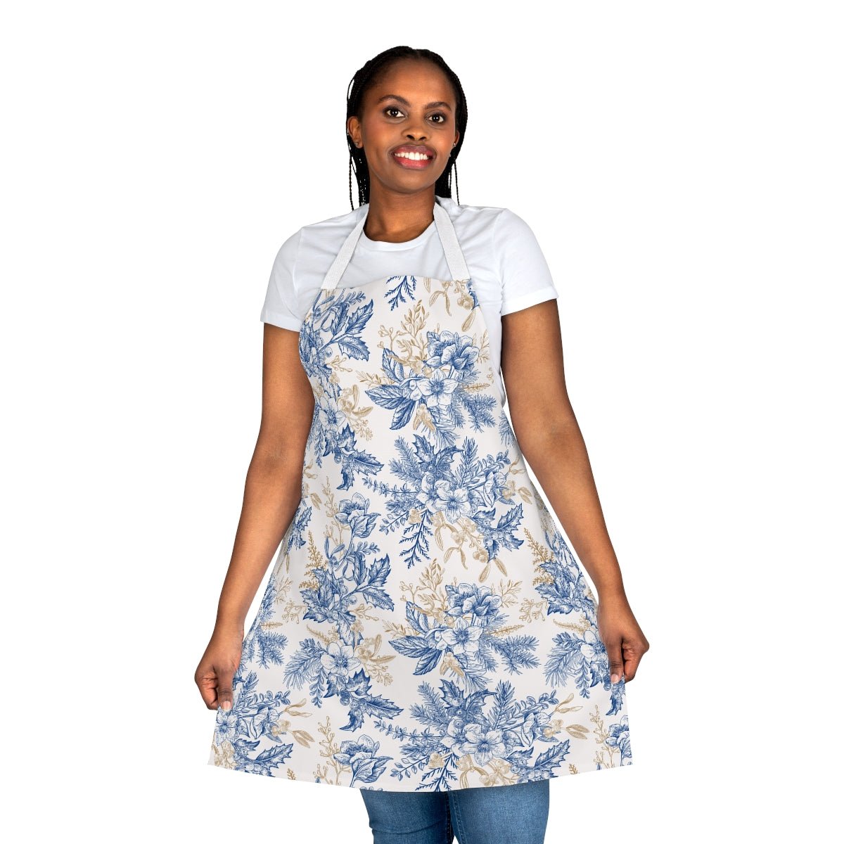 Winter Hellebore Flowers Apron - Puffin Lime