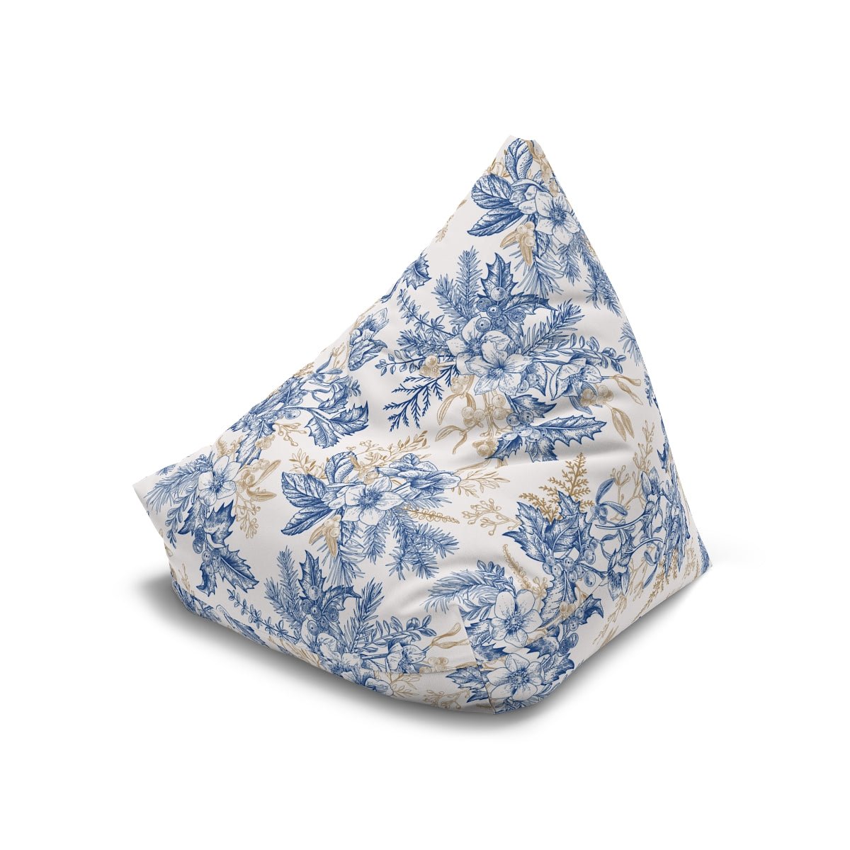 Winter Hellebore Flowers Bean Bag Chair Cover - Puffin Lime