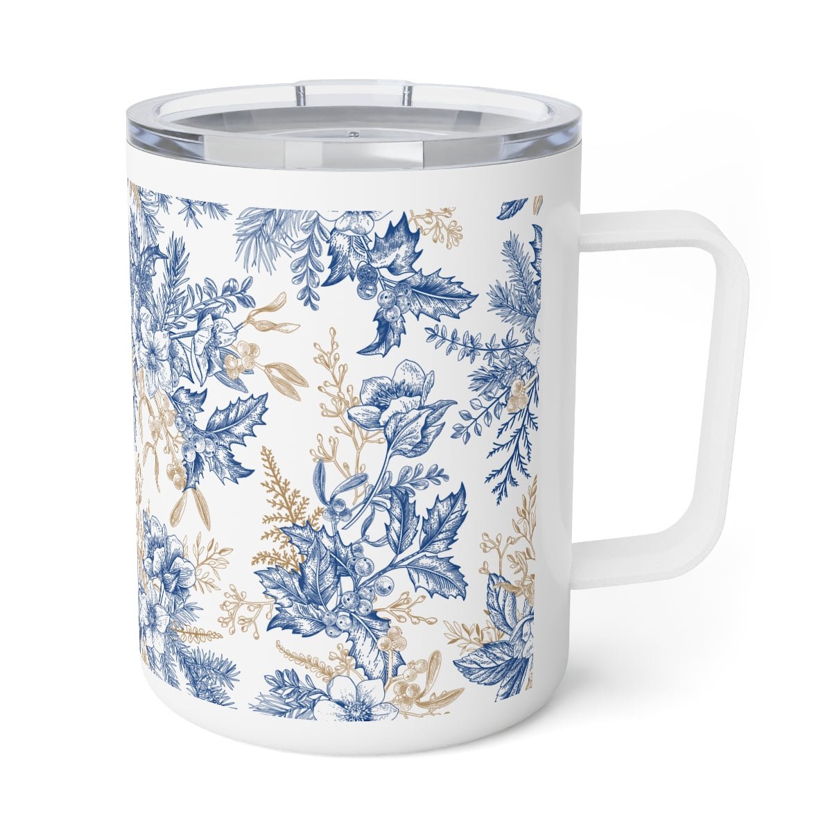 Winter Hellebore Flowers Insulated Coffee Mug - Puffin Lime