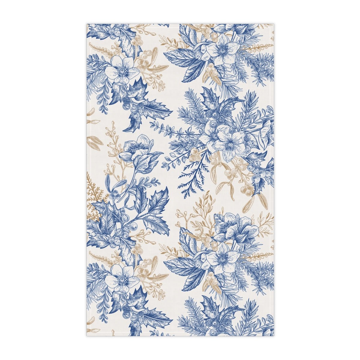 Winter Hellebore Flowers Kitchen Towel - Puffin Lime