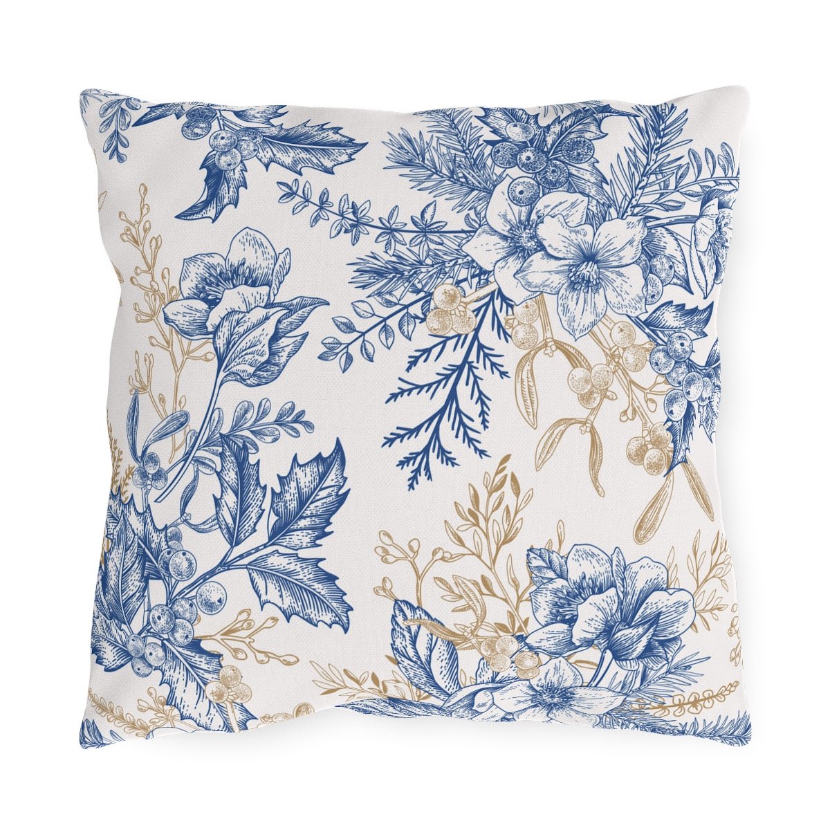 Winter Hellebore Flowers Outdoor Pillow - Puffin Lime