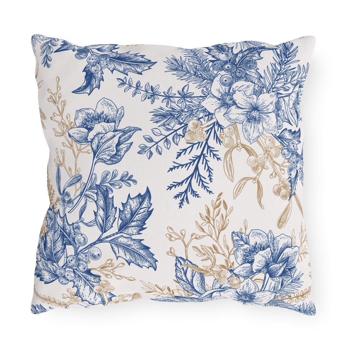Winter Hellebore Flowers Outdoor Pillow - Puffin Lime