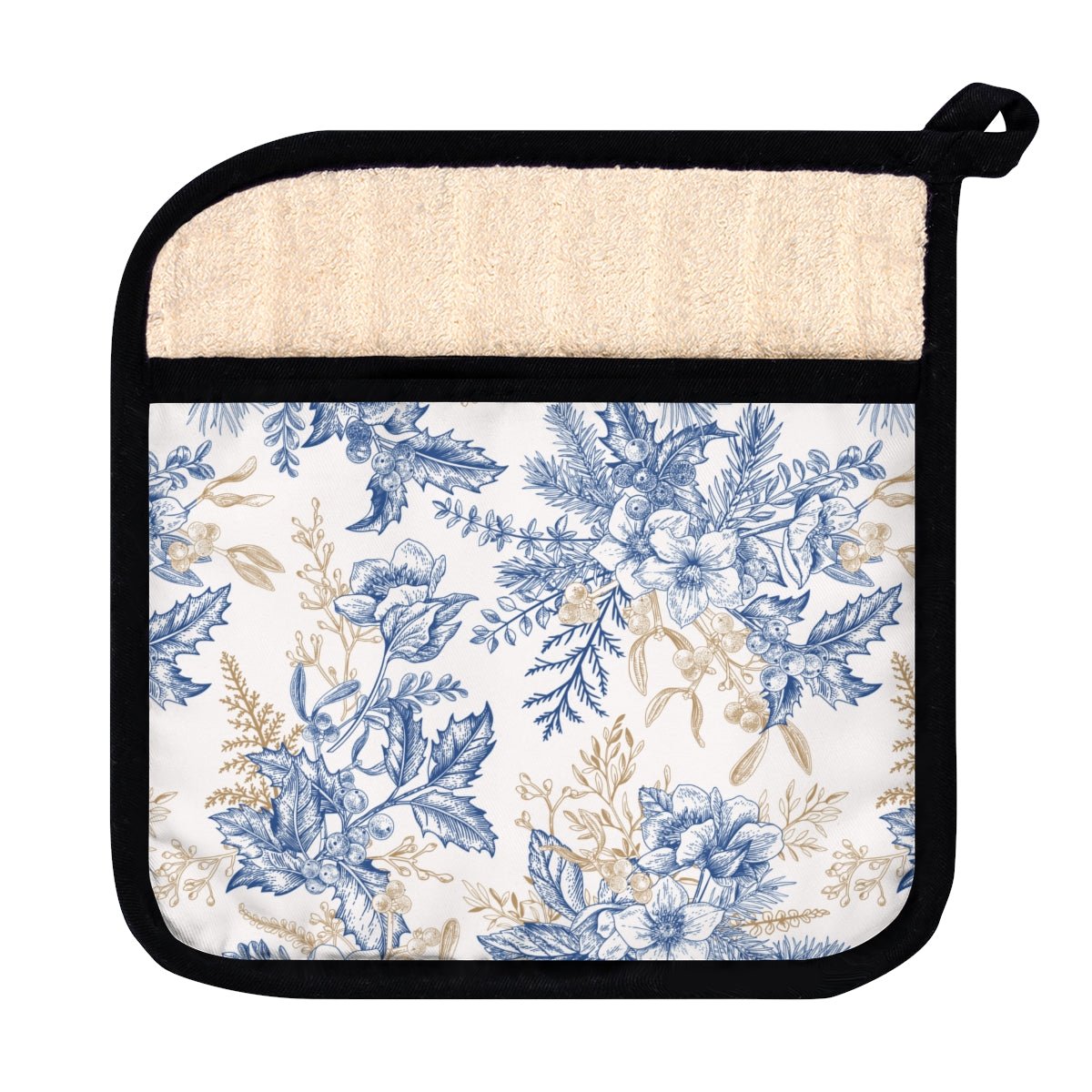 Winter Hellebore Flowers Pot Holder with Pocket - Puffin Lime