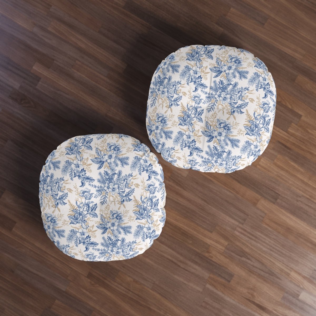 Winter Hellebore Flowers Round Tufted Floor Pillow - Puffin Lime