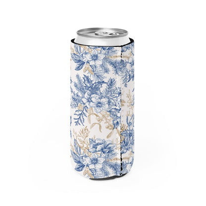 Winter Hellebore Flowers Slim Can Cooler - Puffin Lime
