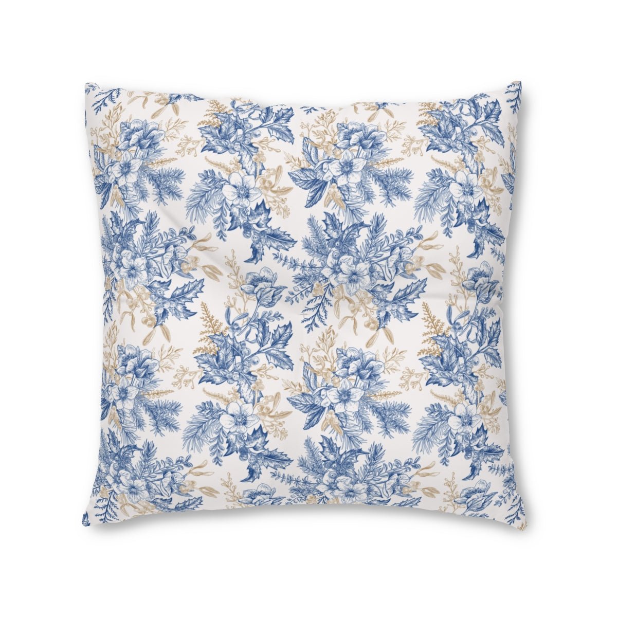 Winter Hellebore Flowers Square Tufted Floor Pillow - Puffin Lime