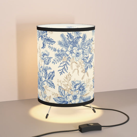 Winter Hellebore Flowers Tripod Lamp - Puffin Lime