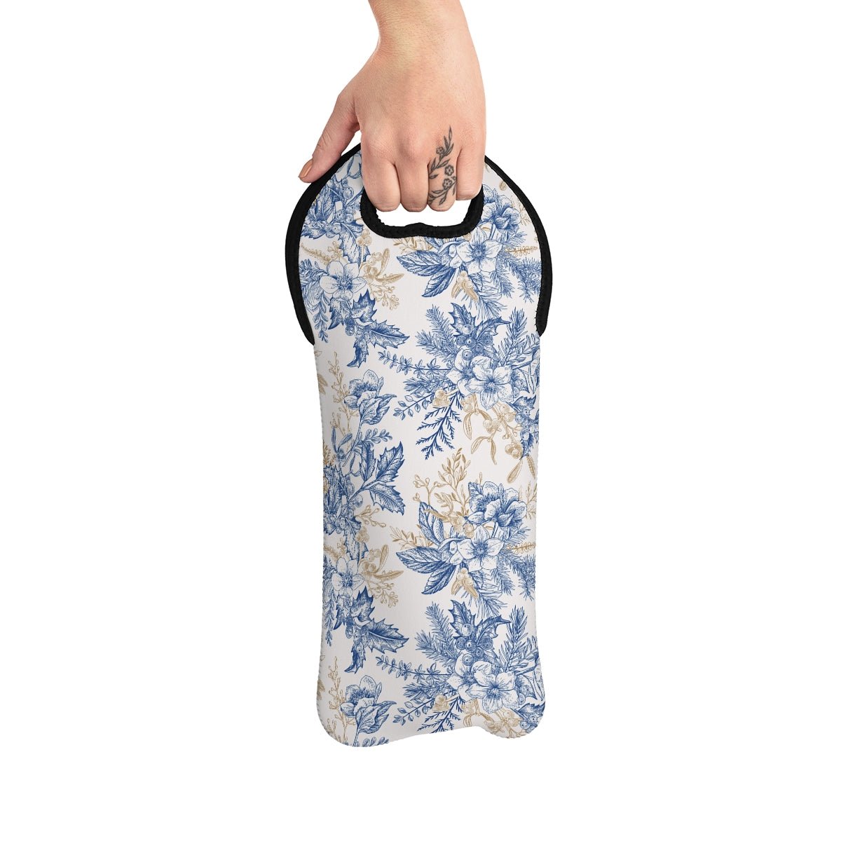 Winter Hellebore Flowers Wine Tote Bag - Puffin Lime