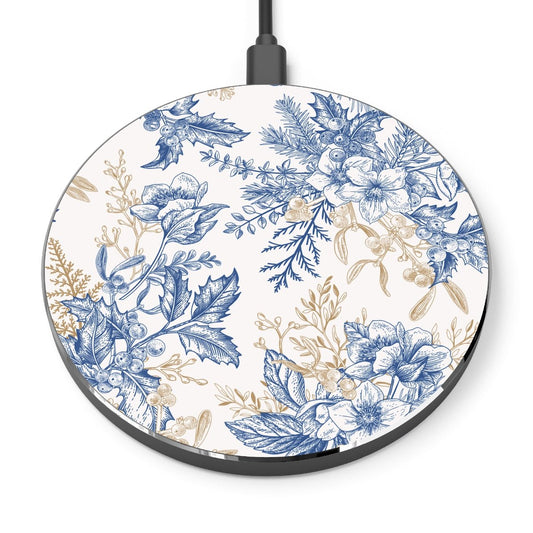 Winter Hellebore Flowers Wireless Charger - Puffin Lime