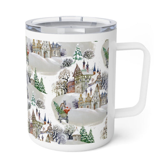 Winter Village Insulated Coffee Mug - Puffin Lime