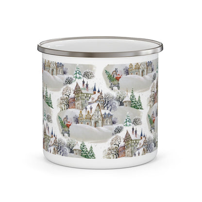 Winter Village Stainless Steel Camping Mug - Puffin Lime