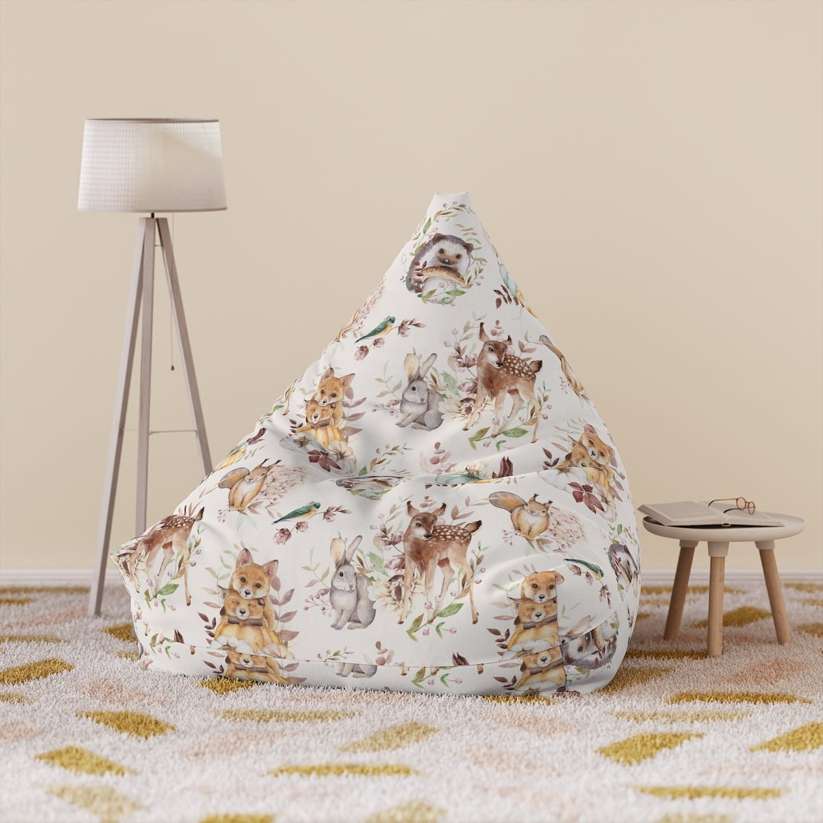 Woodland Animals Bean Bag Chair Cover - Puffin Lime