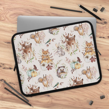 Woodland Animals Laptop Sleeve - Puffin Lime
