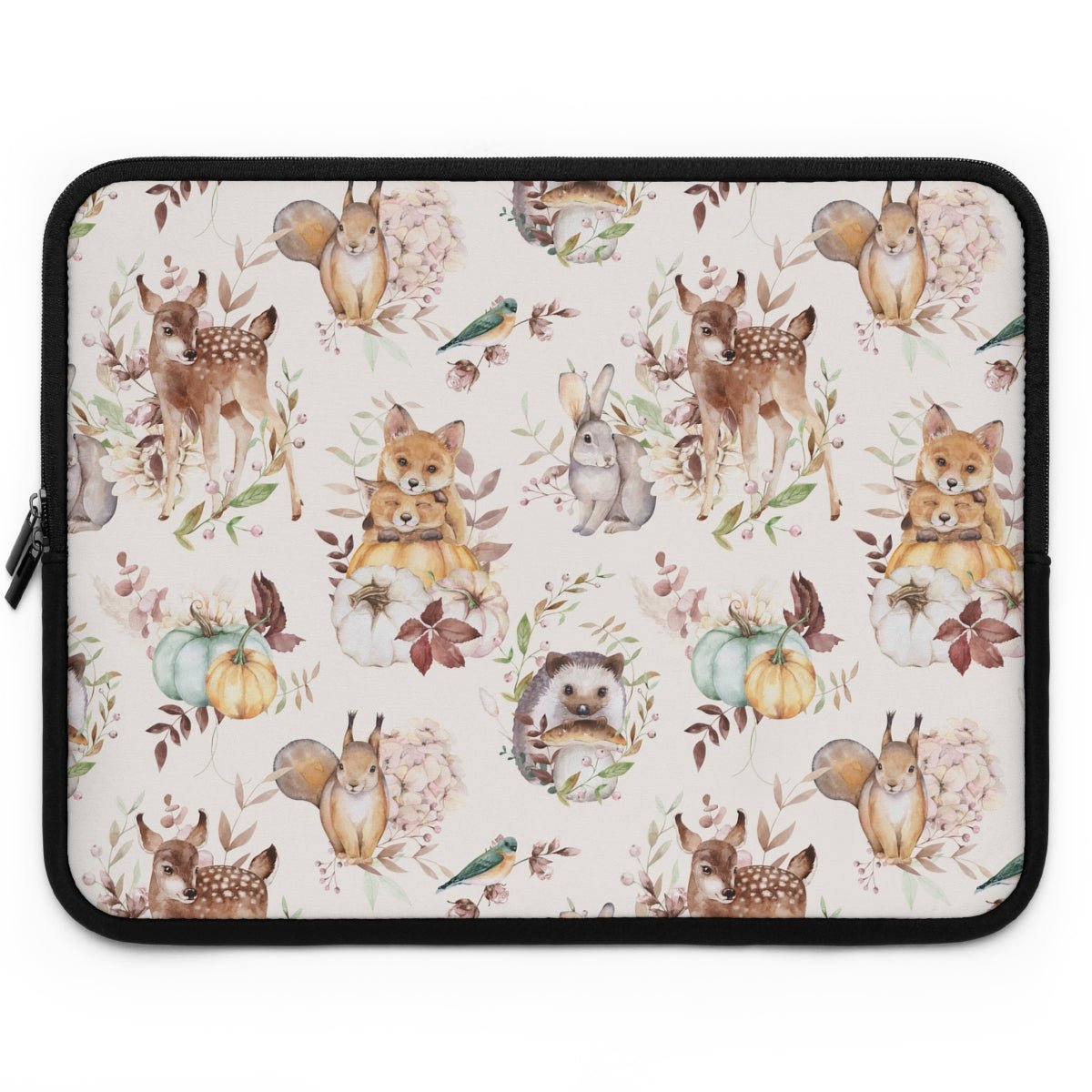 Woodland Animals Laptop Sleeve - Puffin Lime