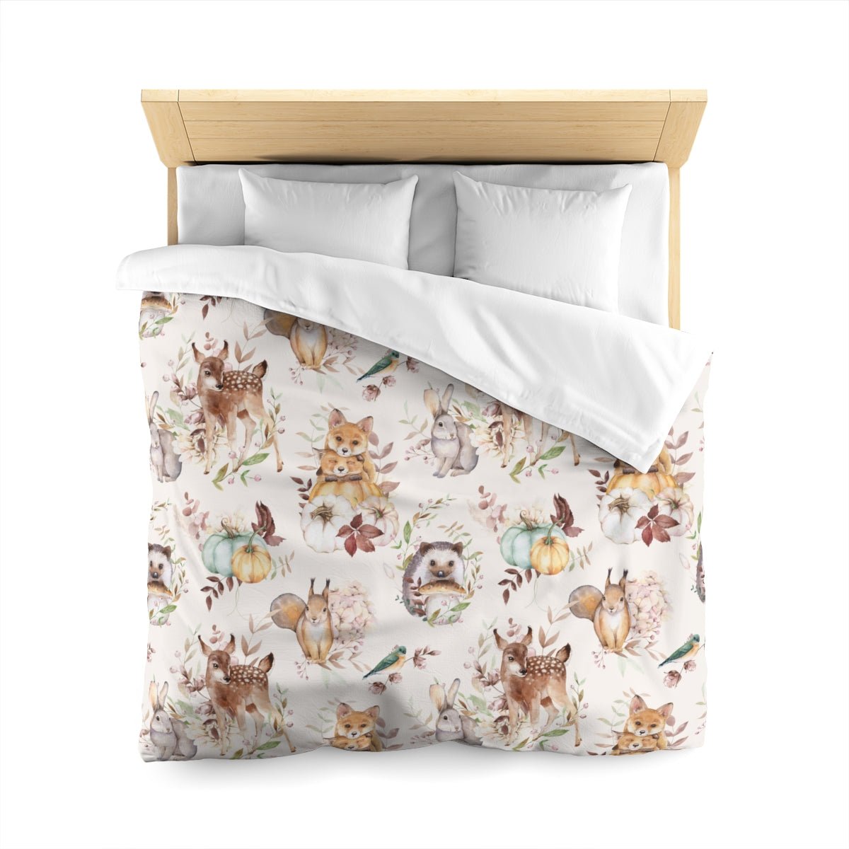 Woodland Animals Microfiber Duvet Cover - Puffin Lime