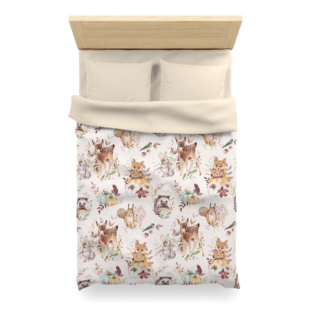 Woodland Animals Microfiber Duvet Cover - Puffin Lime