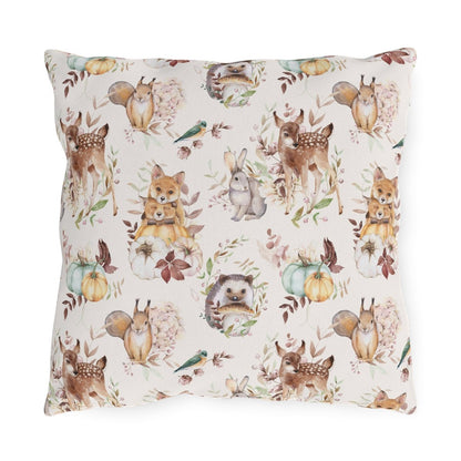 Woodland Animals Outdoor Pillow - Puffin Lime