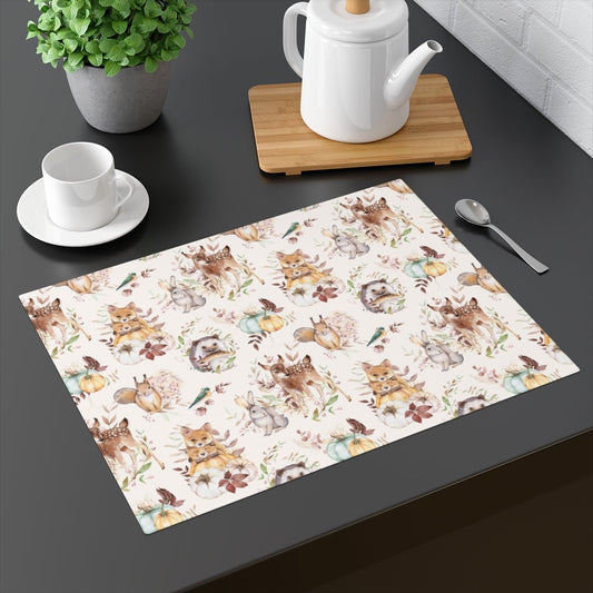 Woodland Animals Placemat - Puffin Lime