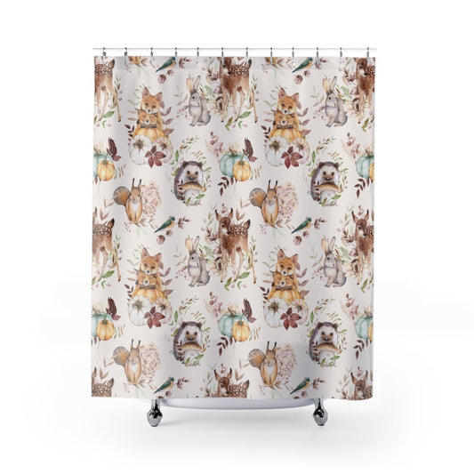 Woodland Animals Shower Curtain - Puffin Lime