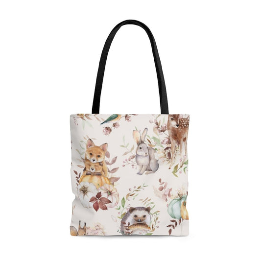 Woodland Animals Tote Bag - Puffin Lime
