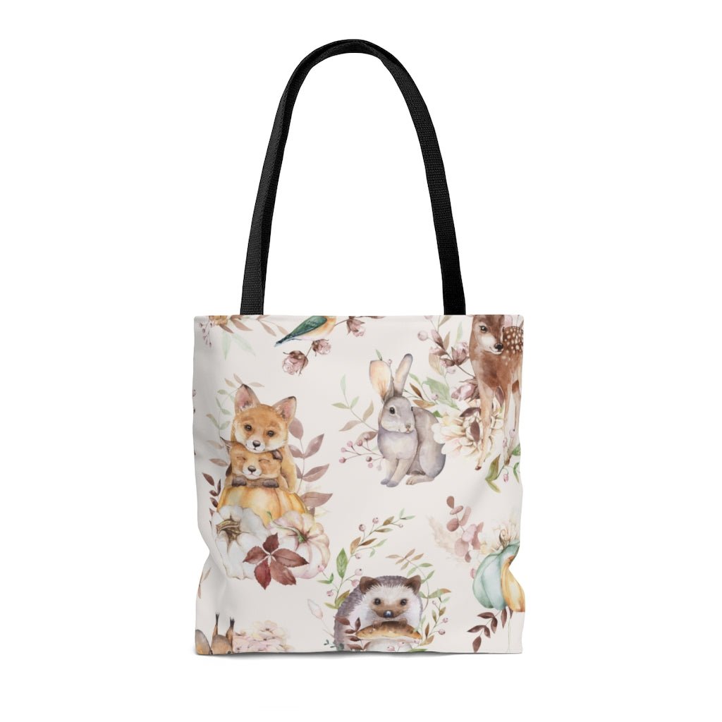 Woodland Animals Tote Bag - Puffin Lime