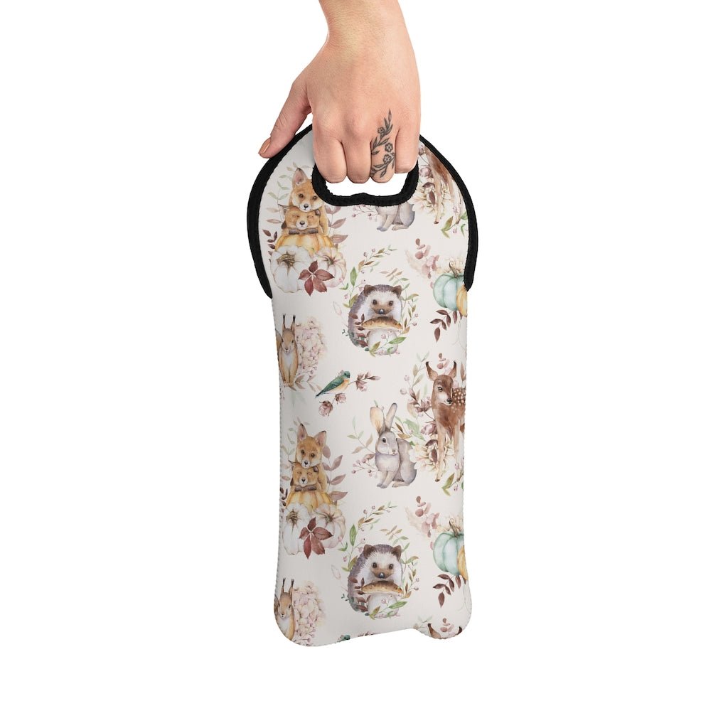 Woodland Animals Wine Tote Bag - Puffin Lime