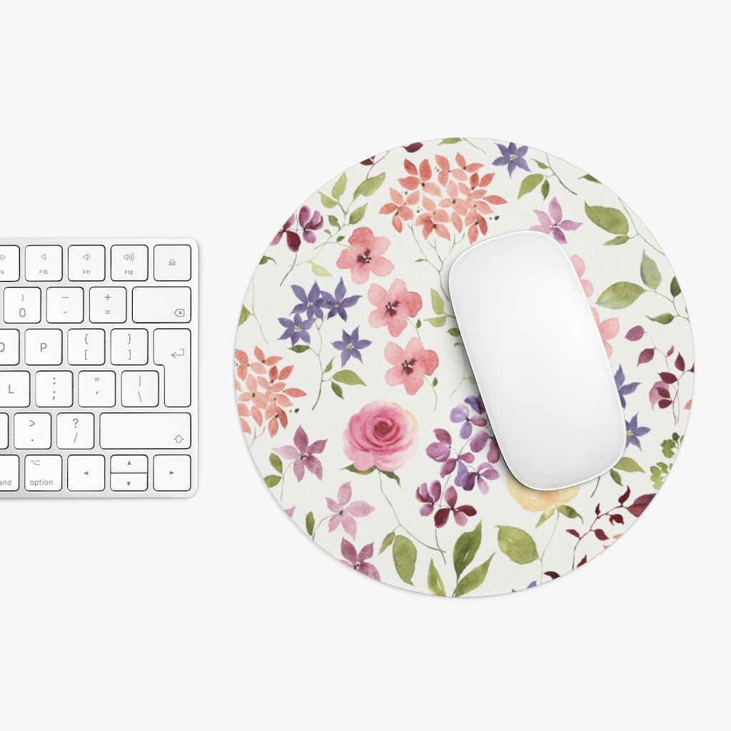 Yellow and Pink Roses Mouse Pad - Puffin Lime