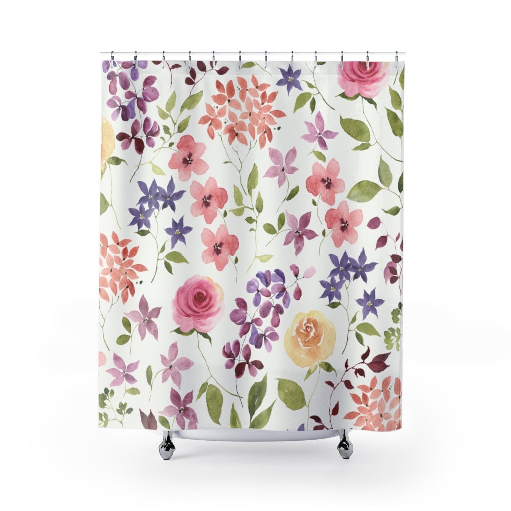Yellow and Pink Roses Shower Curtains - Puffin Lime