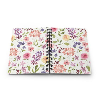 Yellow and Pink Roses Spiral Bound Journal - Puffin Lime