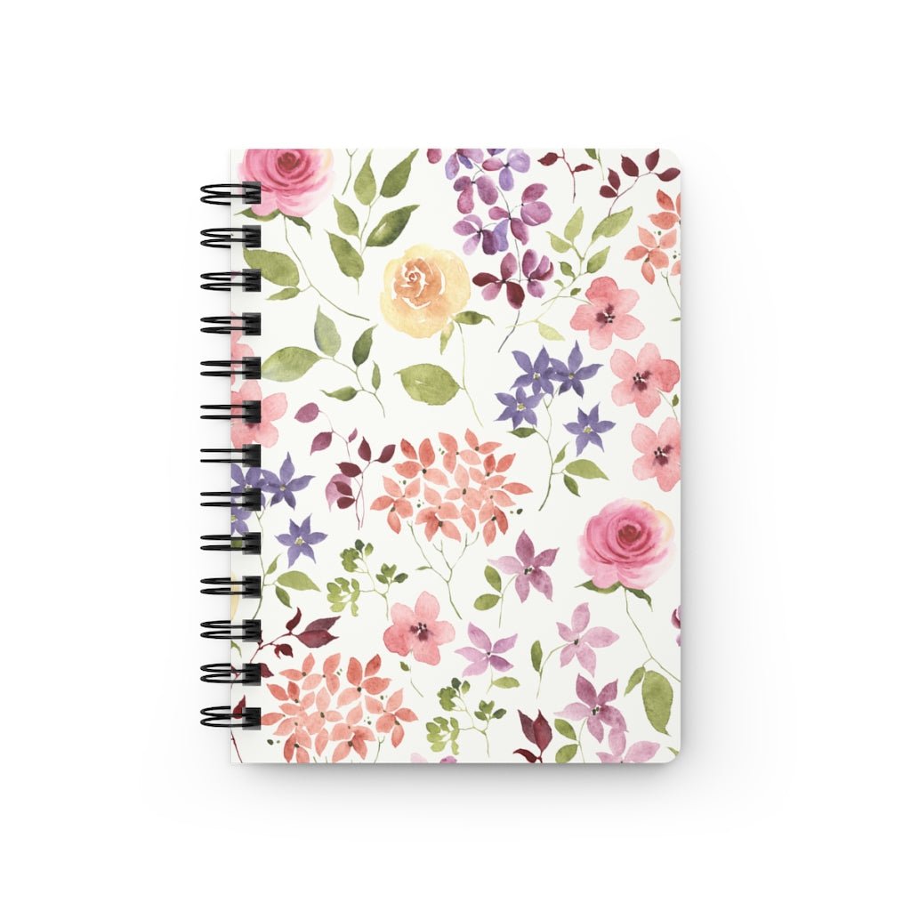 Yellow and Pink Roses Spiral Bound Journal - Puffin Lime