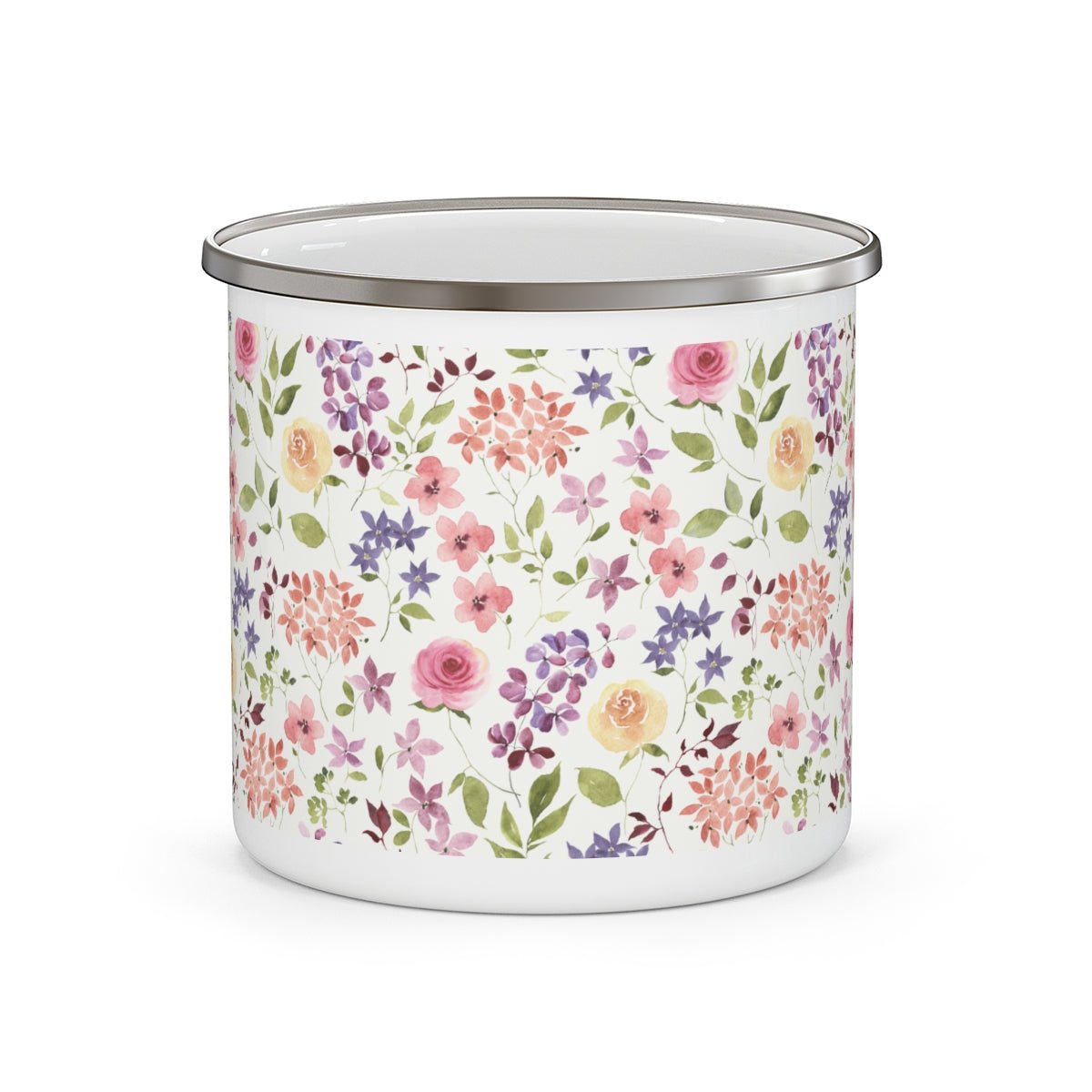 Yellow and Pink Roses Stainless Steel Camping Mug - Puffin Lime