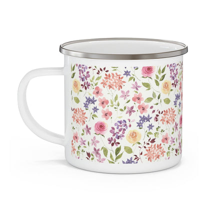 Yellow and Pink Roses Stainless Steel Camping Mug - Puffin Lime