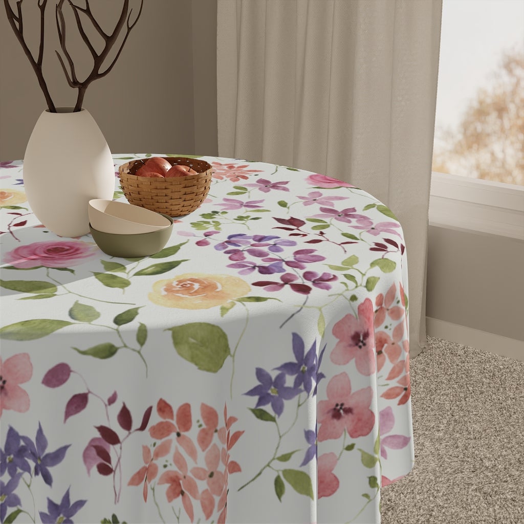 Yellow and Pink Roses Table Cloth - Puffin Lime