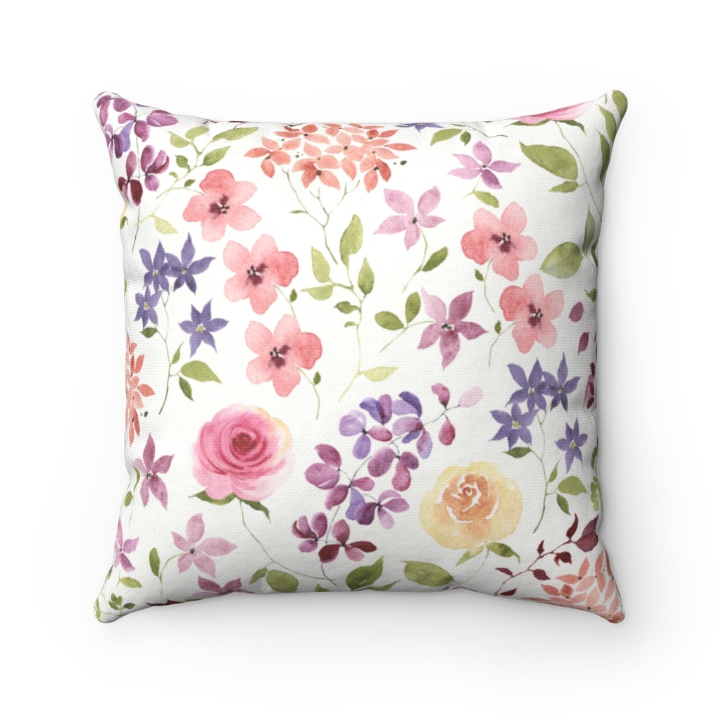 Yellow and Pink Roses Throw Pillow - Puffin Lime