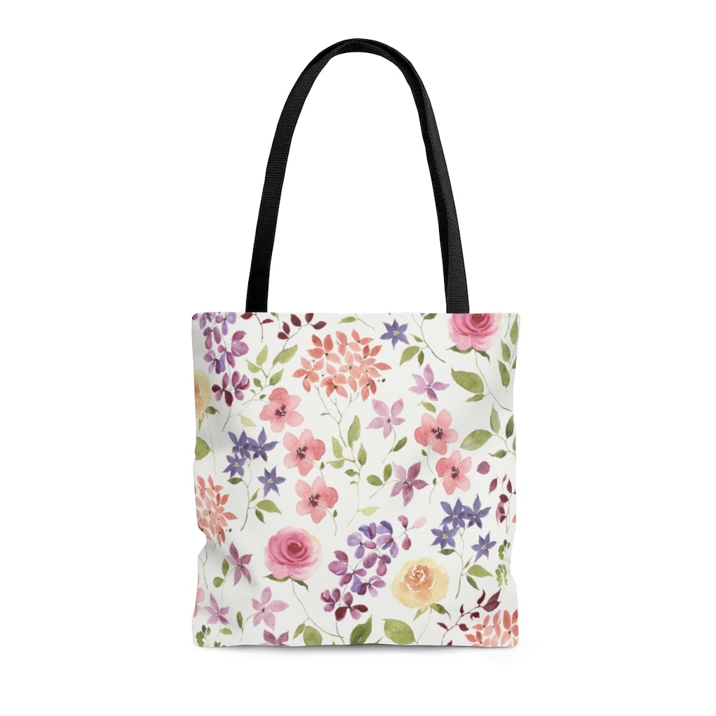 Yellow and Pink Roses Tote Bag - Puffin Lime