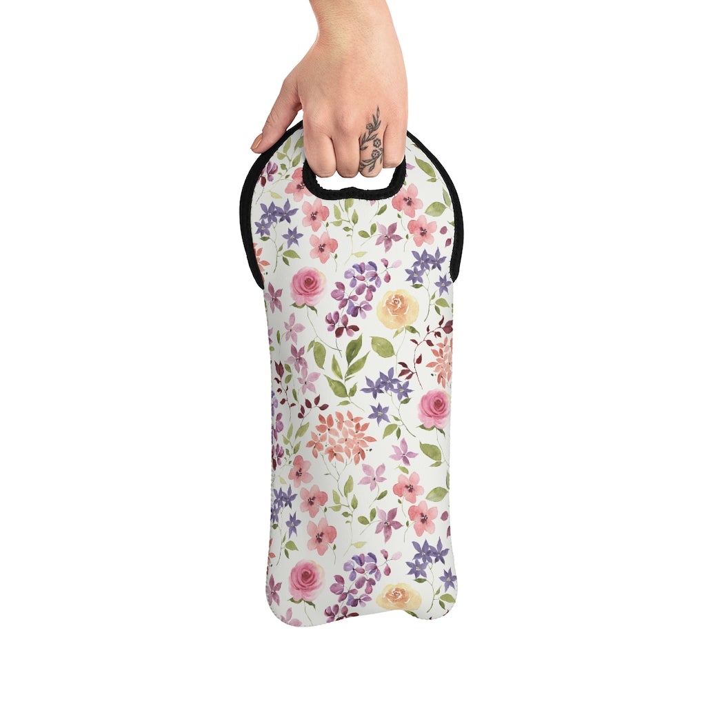 Yellow and Pink Roses Wine Tote Bag - Puffin Lime