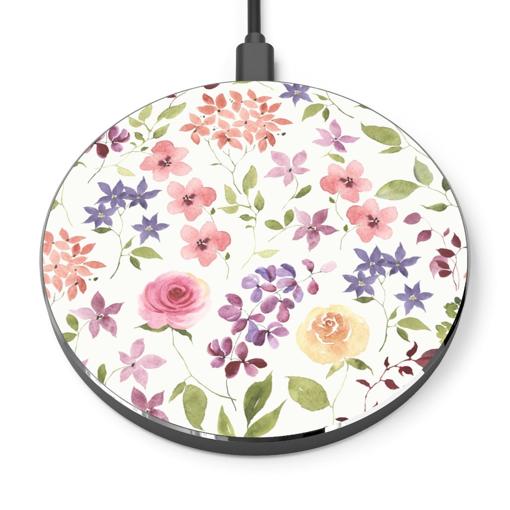 Yellow and Pink Roses Wireless Charger - Puffin Lime