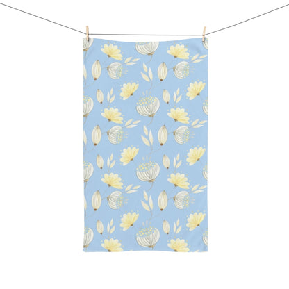 Yellow Flowers Hand Towel - Puffin Lime