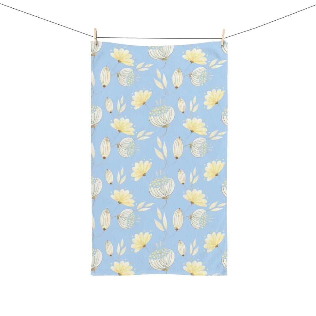 Yellow Flowers Hand Towel - Puffin Lime