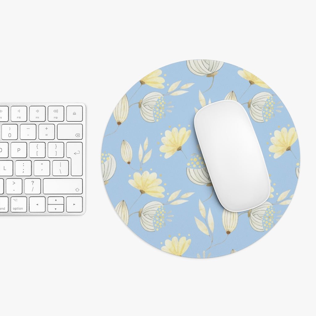 Yellow Flowers Mouse Pad - Puffin Lime